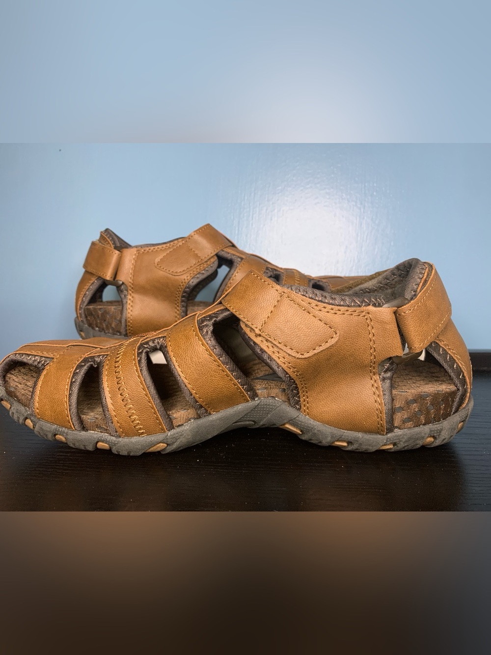 Nunn Bush Men’s Tan Brown Leather Fisherman Sandals